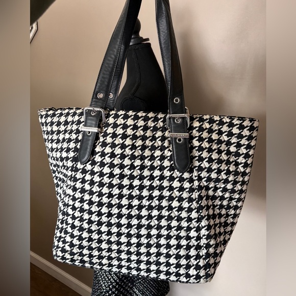 VERA BRADLEY quilted houndstooth tote weekend bag teacher purse travel casual - Picture 6 of 16